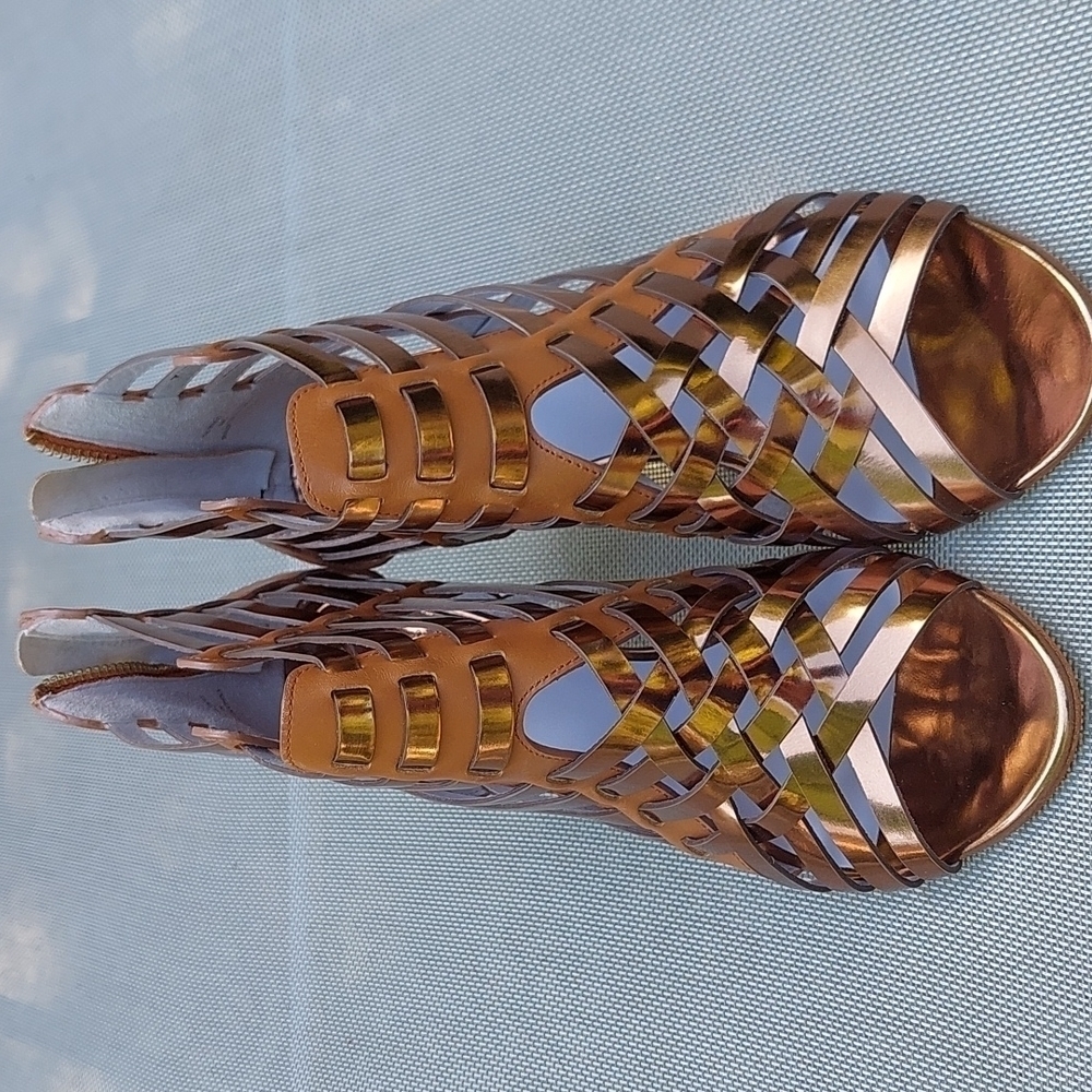 Johnston & Murphy Metallic Bronze Strappy Open-Toe Sandals